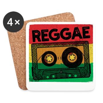 Reggae Music Reggaeton Jamaïque Vintage Retro Ragga - Dessous de verre (lot de 4) - blanc - Devant