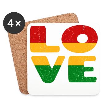 J’aime la Jamaïque Reggae Reggae Musique Rasta - Dessous de verre (lot de 4) - blanc - Devant