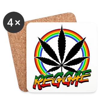 Reggae Rastafari Jamaïque Reggaeton Rasta Ragga Jah - Dessous de verre (lot de 4) - blanc - Devant
