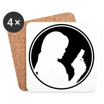 Frau Pistole silhouette kreis - Untersetzer (4er-Set) - Weiß - Vorne