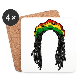 Rasta Rastafarian Reggae Jamaica Chilling Hair Jah - Dessous de verre (lot de 4) - blanc - Devant