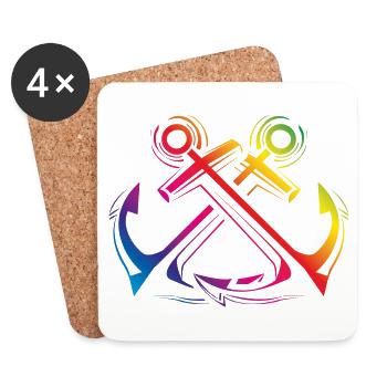 anchor symbol colorful - Coasters (set of 4) - white - Front