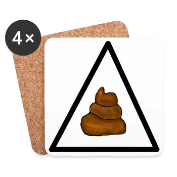 Warning shit, attention shit - Coasters (set of 4) - white - Front