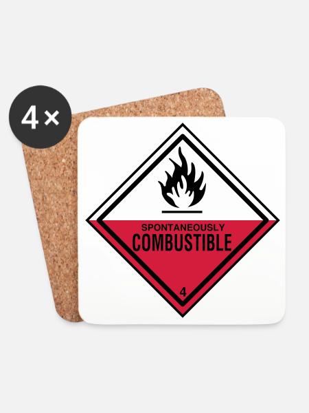 flamme gefahr brennbar humor ironie feuerwehr - Untersetzer (4er-Set) - Weiß