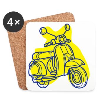 Retro Motorrad in bunten Farben - Untersetzer (4er-Set) - Weiß - Vorne