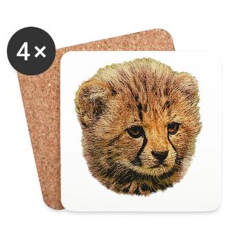 Cheetah baby, baby animal - Coasters (set of 4) - white - Front