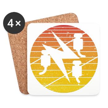 Retro vintage electrician artisan red - Coasters (set of 4) - white - Front