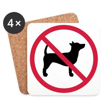 Kein Hund Verboten Schild Umriss Schatten Clipart - Untersetzer (4er-Set) - Weiß - Vorne