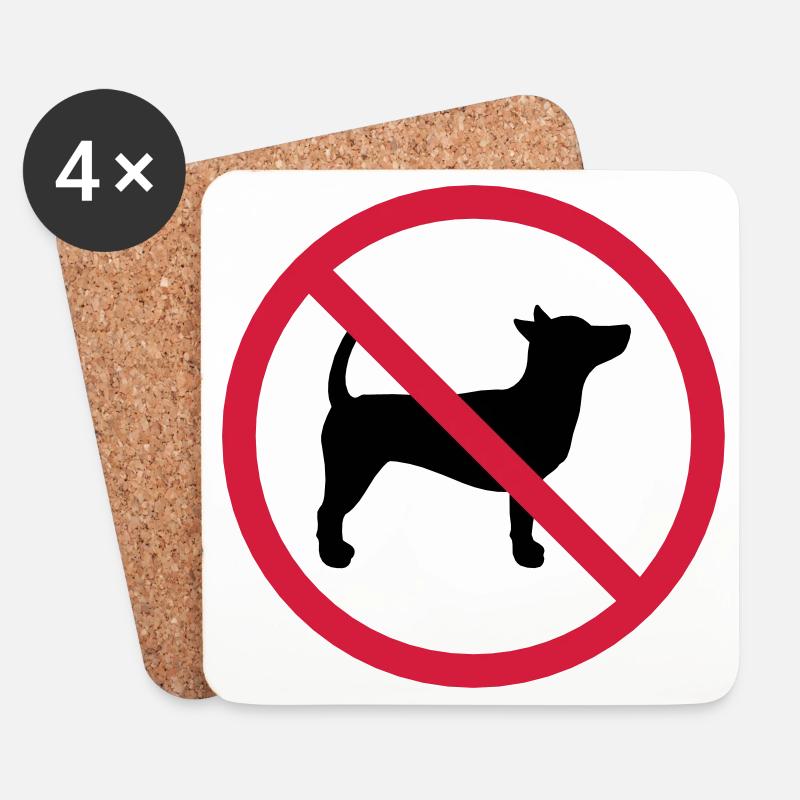 Kein Hund Verboten Schild Umriss Schatten Clipart - Untersetzer (4er-Set) - Weiß