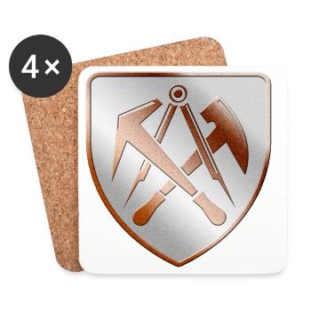 Dachdecker Wappen Schild in 3D - Untersetzer (4er-Set) - Weiß - Vorne
