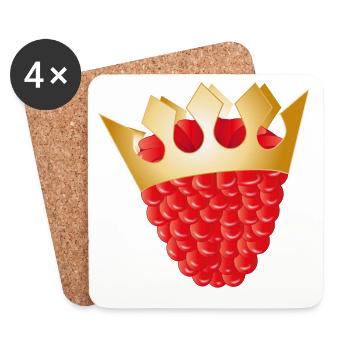 framboise rouge juteuse avec une couronne dorée - Dessous de verre (lot de 4) - blanc - Devant