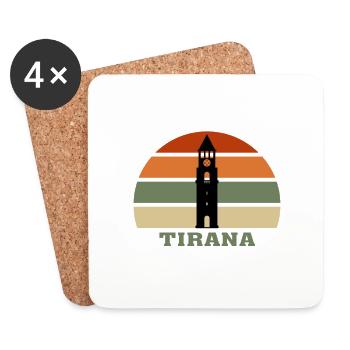Tirana City Skyline Albanien Wahrzeichen - Untersetzer (4er-Set) - Weiß - Vorne