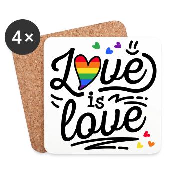 Tolérance Lgbt drapeau arc-en-ciel Gay Fierté Mariage - Dessous de verre (lot de 4) - blanc - Devant