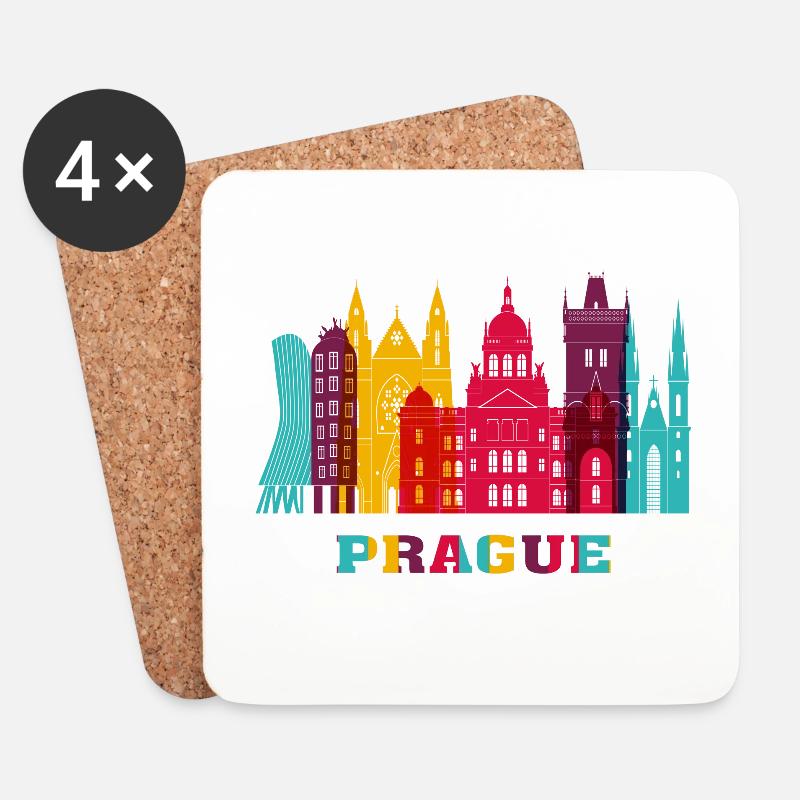 Prager Stadt Skyline Czeck Wahrzeichen - Untersetzer (4er-Set) - Weiß