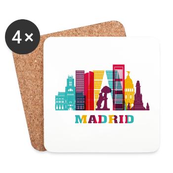 Wahrzeichen der Stadt Madrid Skyline Spanien - Untersetzer (4er-Set) - Weiß - Vorne