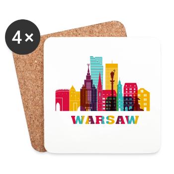 Varsovie Pologne Capitale Skyline Warszawa Polska - Dessous de verre (lot de 4) - blanc - Devant