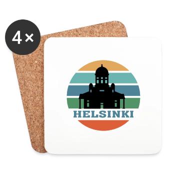Helsinki City Skyline Finlande Landmark - Dessous de verre (lot de 4) - blanc - Devant