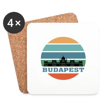 Wahrzeichen der Stadt Budapest Skyline Ungarn - Untersetzer (4er-Set) - Weiß - Vorne
