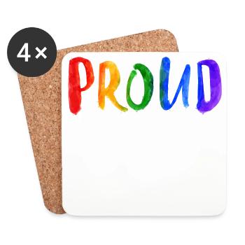 Stolz Gay Schwul Lgbt Regenbogen Ehe Toleranz Csd - Untersetzer (4er-Set) - Weiß - Vorne