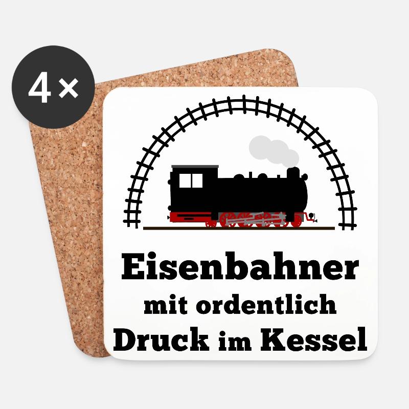 Eisenbahn Dampflok Spruch Druck im Kessel - Untersetzer (4er-Set) - Weiß