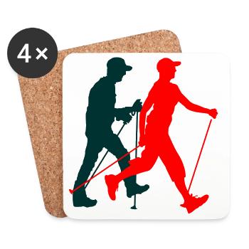 Nordicwalking walkers silhouette figures colorées - Dessous de verre (lot de 4) - blanc - Devant