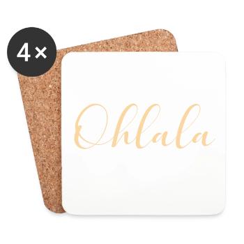 Ohlala Oh LaLa Paris France Romantic Gift - Coasters (set of 4) - white - Front