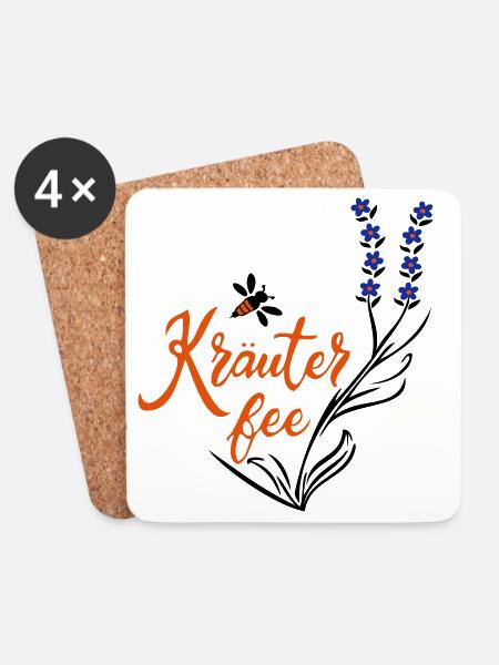 Kräuter Fee, Biene, Umwelt - Untersetzer (4er-Set) - Weiß