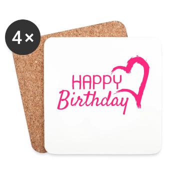 Happy Birthday Geschenk - Untersetzer (4er-Set) - Weiß - Vorne