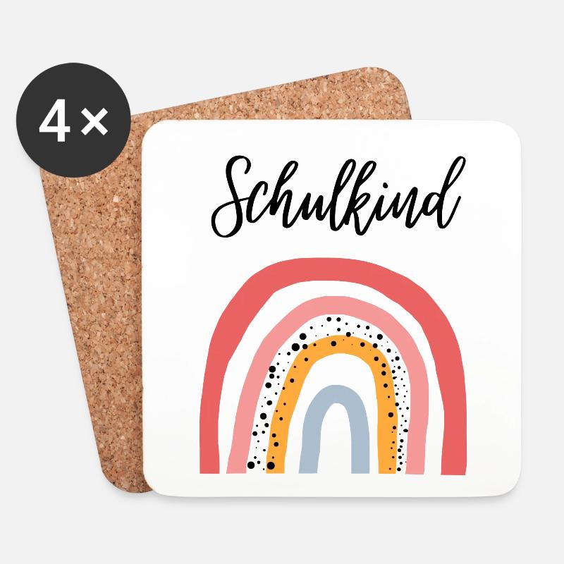 Schulkind Regenbogen Geschenkidee zur Einschulung - Untersetzer (4er-Set) - Weiß