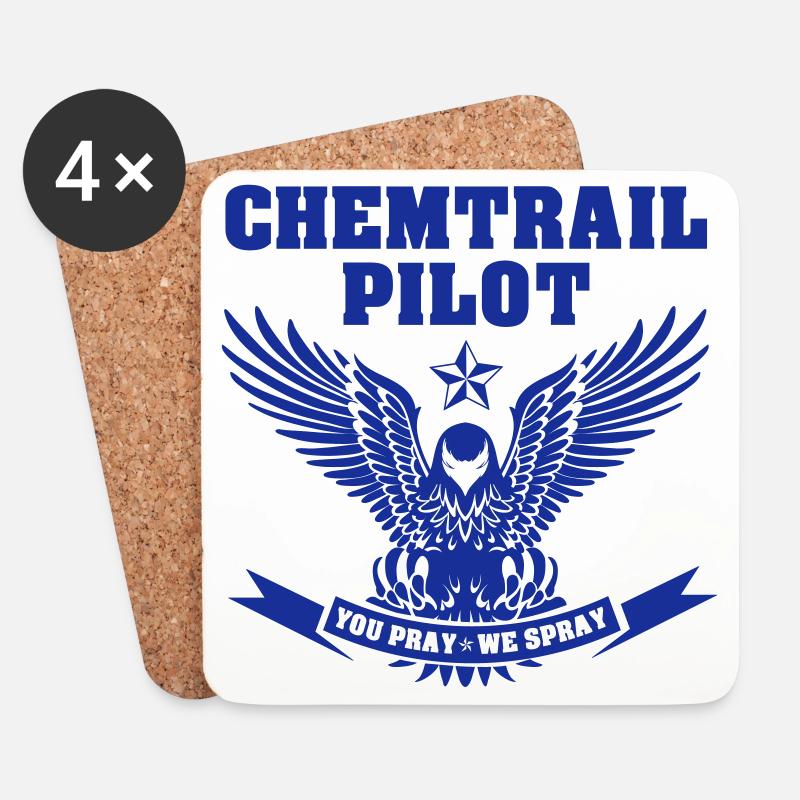 Chemtrail Pilot - Untersetzer (4er-Set) - Weiß