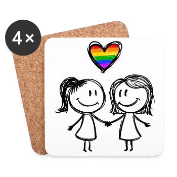 Lesbian Love Marriage Couple Pride Tolerance Equality - Coasters (set of 4) - white - Front
