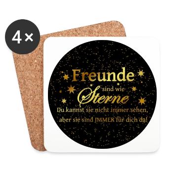 Freunde sind wie Sterne... schwarz Goldoptik - Untersetzer (4er-Set) - Weiß - Vorne