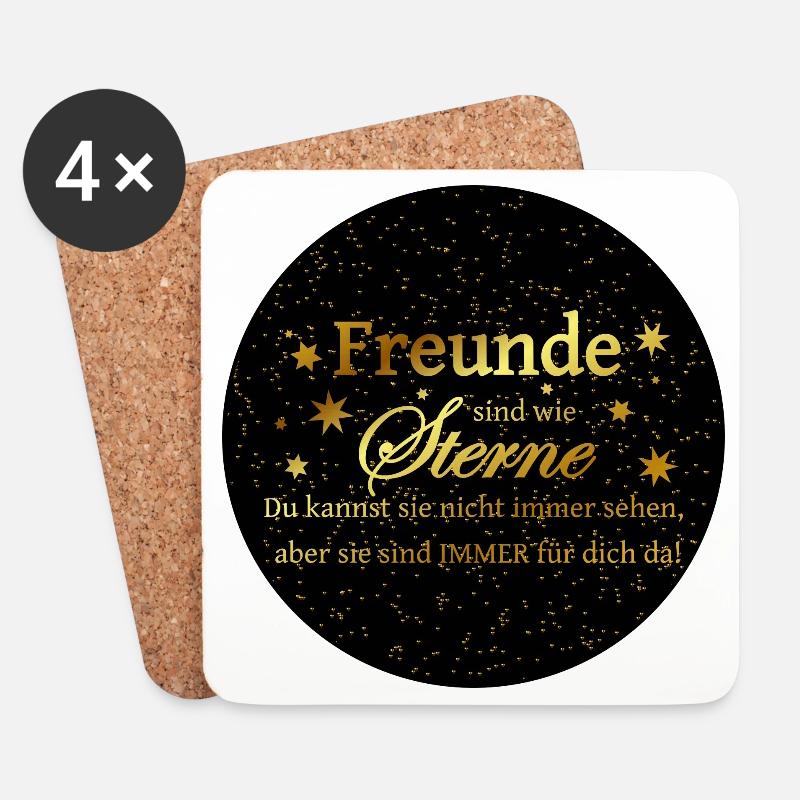 Freunde sind wie Sterne... schwarz Goldoptik - Untersetzer (4er-Set) - Weiß