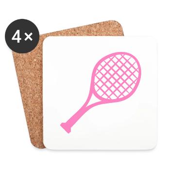 Raquette de tennis rose - Dessous de verre (lot de 4) - blanc - Devant