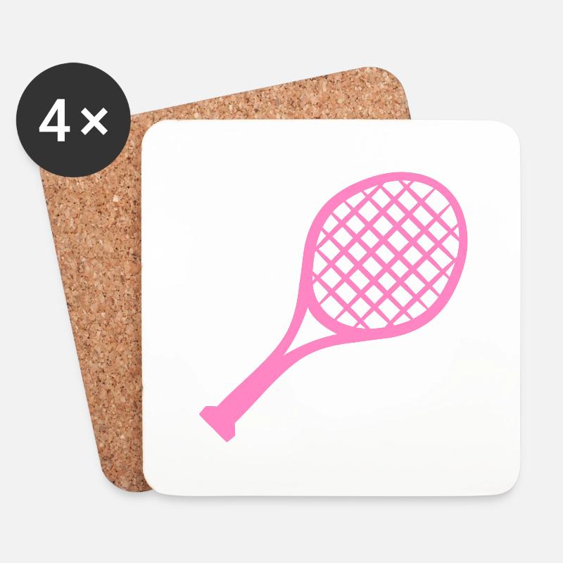 Tennis Schläger Rosa - Untersetzer (4er-Set) - Weiß