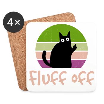 Cat middle finger fluff off funny - Coasters (set of 4) - white - Front