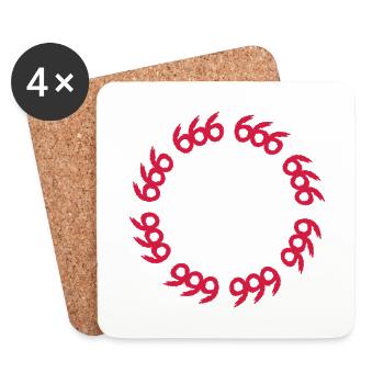 Number 666 evil symbol circle gift - Coasters (set of 4) - white - Front