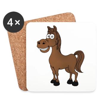 Cheval drôle - Dessous de verre (lot de 4) - blanc - Devant