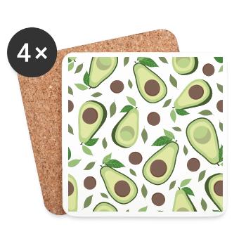 Motif aubergine et avocat - Dessous de verre (lot de 4) - blanc - Devant