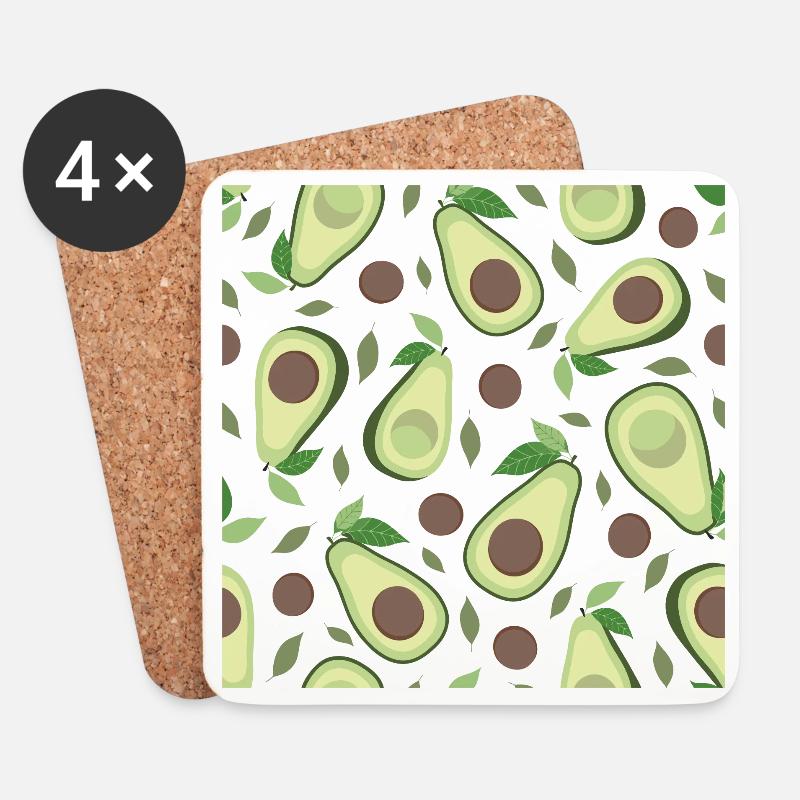 Aubergine und Avocado Muster - Untersetzer (4er-Set) - Weiß