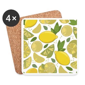 Lemon design with a fresh effect - Coasters (set of 4) - white - Front