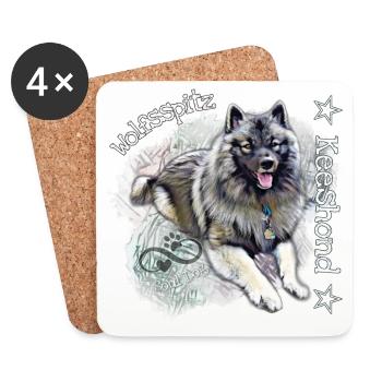 Wolfsspitz Shirt Accessoires - Keeshond Seelenhund - Untersetzer (4er-Set) - Weiß - Vorne