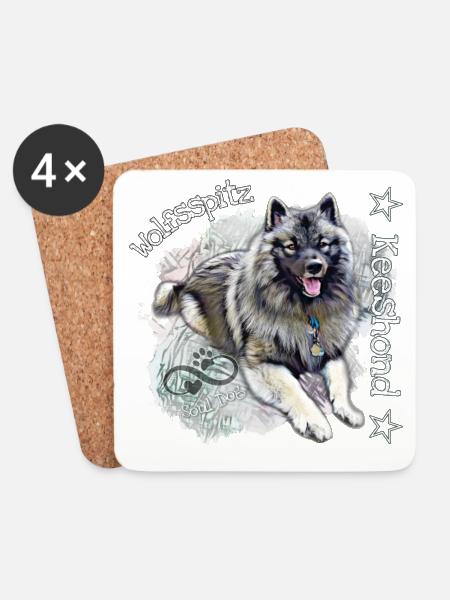 Wolfsspitz Shirt Accessoires - Keeshond Seelenhund - Untersetzer (4er-Set) - Weiß