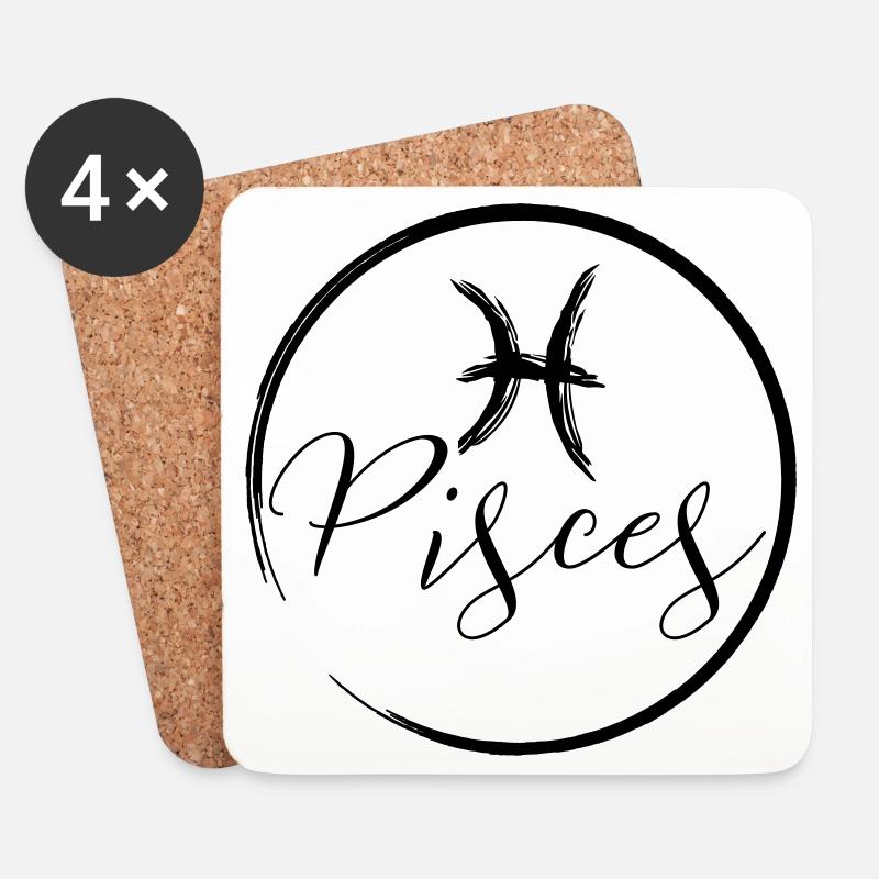 Horoscope Pisces - Untersetzer (4er-Set) - Weiß
