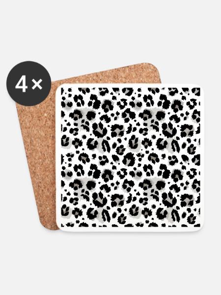 Pflegeleichter Animal-Print Schwarz-Weiß Muster - Untersetzer (4er-Set) - Weiß
