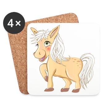 zauberhaftes niedliches Pony strahlend u. lachend - Untersetzer (4er-Set) - Weiß - Vorne
