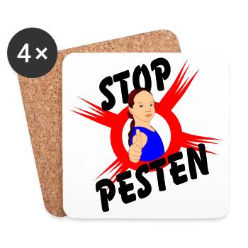 Stoppen Sie Mobbing Logo-Text STOP MOBBING' - Untersetzer (4er-Set) - Weiß - Vorne
