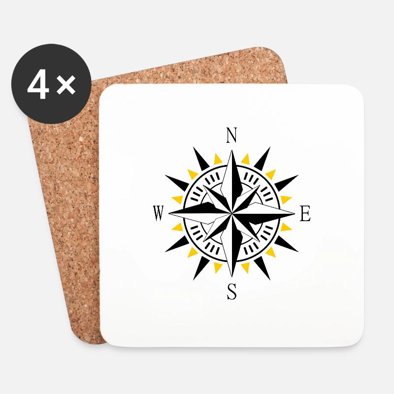Kompass - Untersetzer (4er-Set) - Weiß