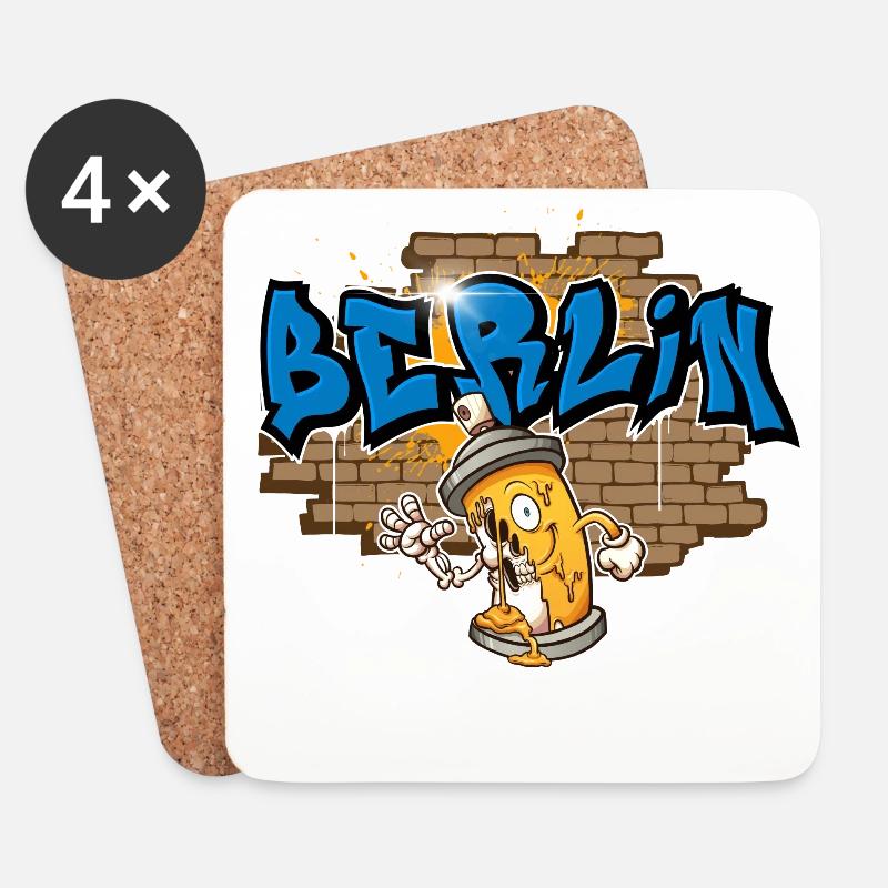 Berlin Graffiti - Untersetzer (4er-Set) - Weiß