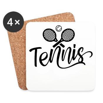 Tennis Sport Raquettes de tennis - Dessous de verre (lot de 4) - blanc - Devant